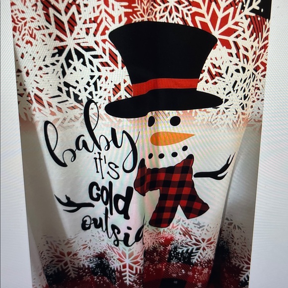 Red Plaid Snowman snowflake women’s  4XL Long Sleeve Top - Picture 2 of 4